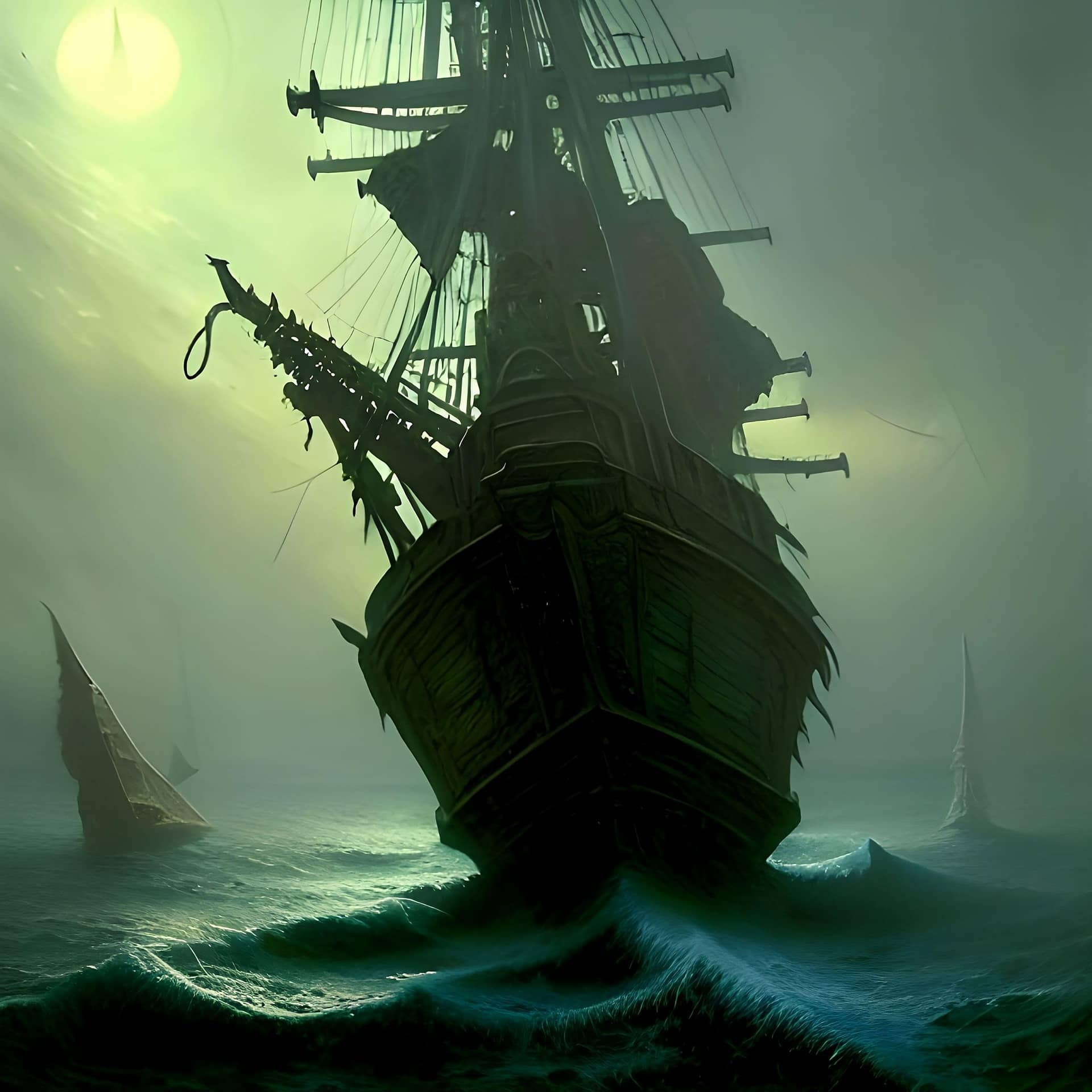 Ghost ship in mist